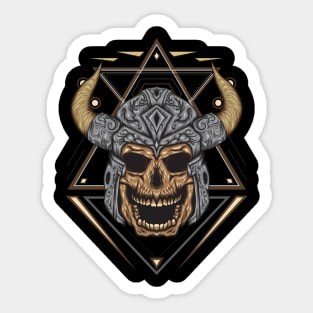 Illustration of Viking skull with sacred geometry Sticker